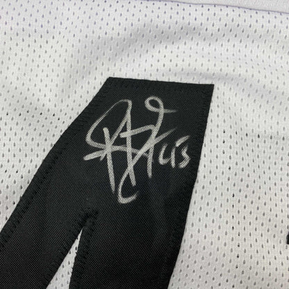 Autographed/Signed Troy Polamalu Pittsburgh White Football Jersey Beckett BAS COA