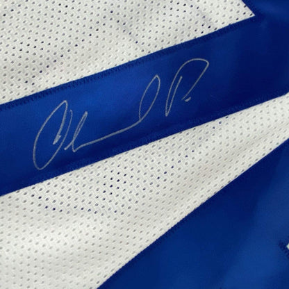 Framed Autographed/Signed Orlando Pace 35x39 Los Angeles White Football Jersey JSA COA