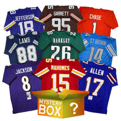 Active Stars Autographed/Signed Football Jersey Mystery Box with PSA JSA or Beckett COA