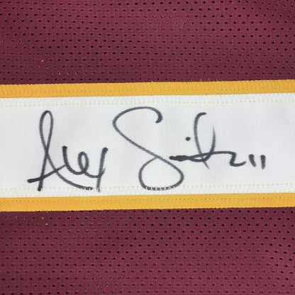 Framed Autographed/Signed Alex Smith 35x39 Washington Burgundy Football Jersey JSA COA