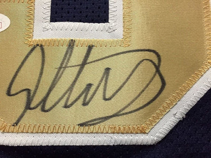 Framed Autographed/Signed Todd Gurley II 35x39 Los Angeles LA Rams Dark Blue Football Jersey JSA COA