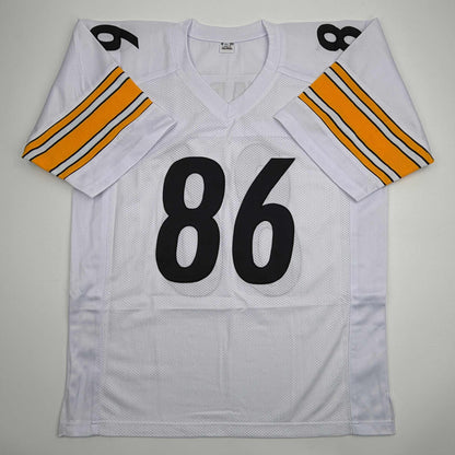Autographed/Signed Hines Ward Pittsburgh White Football Jersey Beckett BAS COA