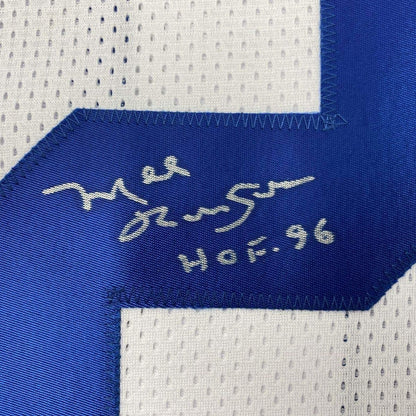 Framed Autographed/Signed Mel Renfro HOF 96 35x39 Dallas White Football Jersey JSA COA
