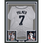 Framed Autographed/Signed Dean Palmer 35x39 Detroit White Baseball Jersey Beckett BAS COA