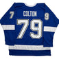 Autographed/Signed Ross Colton Tampa Bay Blue Hockey Jersey Beckett BAS COA