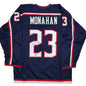 Autographed/Signed Sean Monahan Columbus Blue Hockey Jersey Beckett BAS COA