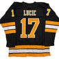 Autographed/Signed Milan Lucic Boston Black Hockey Jersey Beckett BAS COA