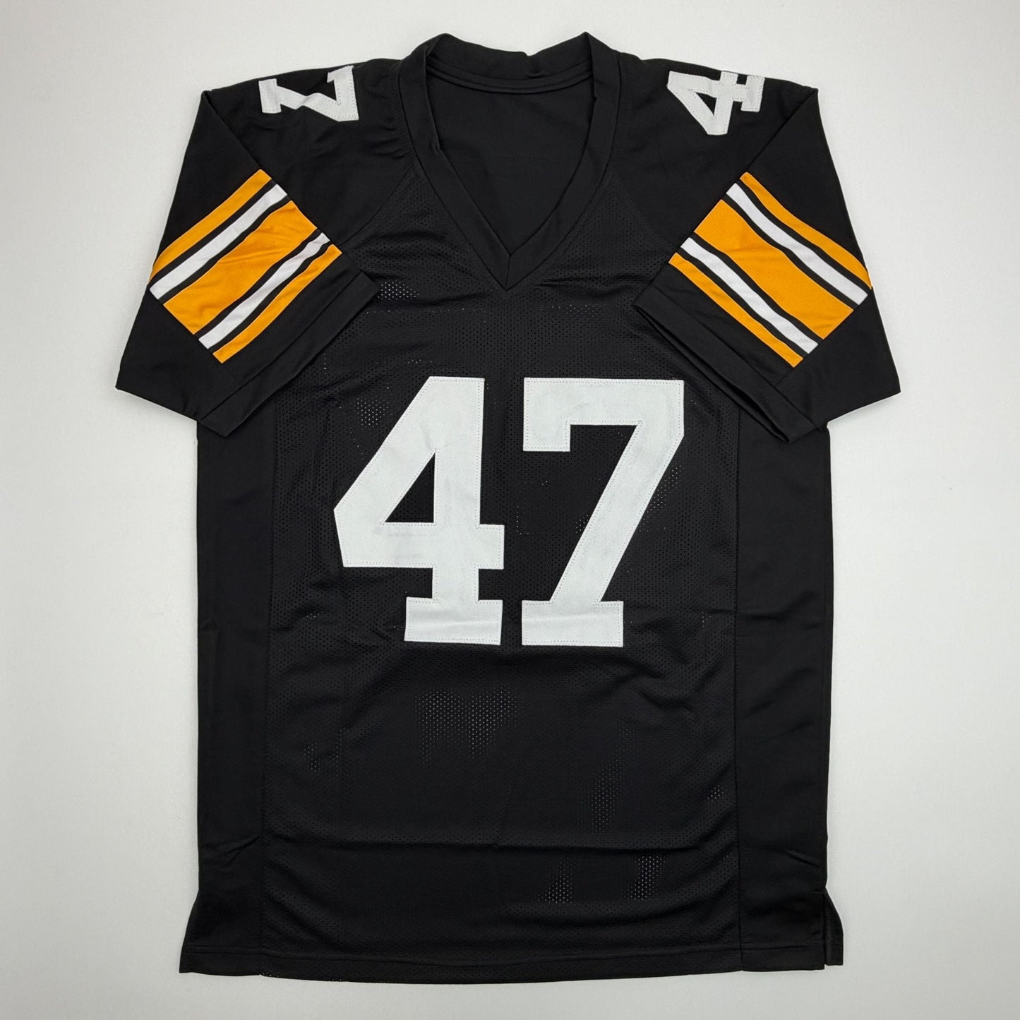Autographed/Signed Mel Blount Pittsburgh Black Football Jersey Beckett BAS COA