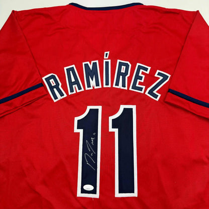 Autographed/Signed Jose Ramirez Cleveland Red Baseball Jersey JSA COA