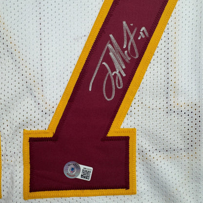 Autographed/Signed Terry McLaurin Washington White Retro Football Jersey Beckett BAS COA