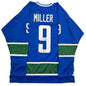 Autographed/Signed JT Miller Vancouver Blue Hockey Jersey Beckett BAS COA