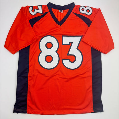 Autographed/Signed Wes Welker Denver Orange Football Jersey JSA COA