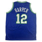 Autographed/Signed Derek Harper Dallas Retro Blue Basketball Jersey Beckett BAS COA