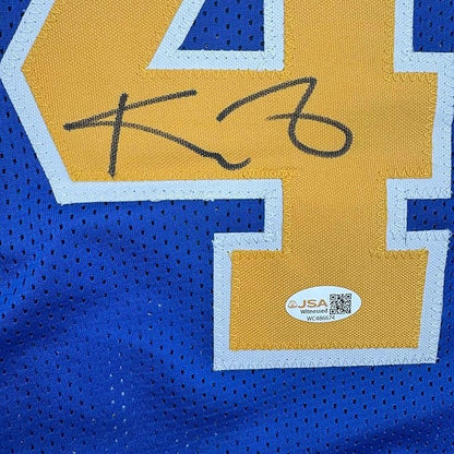 Framed Autographed/Signed Kevin Garnett 35x39 Blue Farragut High School Basketball Jersey Beckett BAS COA