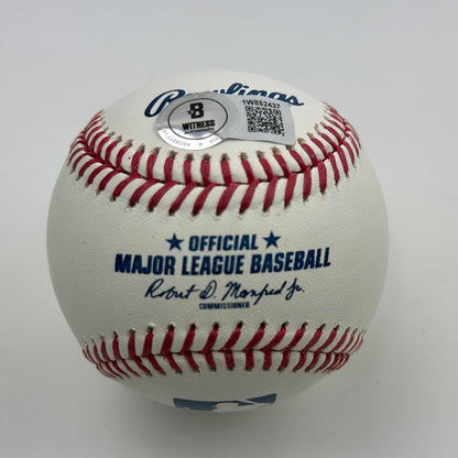 Autographed/Signed Jose Canseco Rawlings Official Major League Baseball ROML Beckett BAS COA