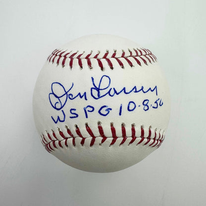 Autographed/Signed Don Larsen "WSPG 10-8-56" Yankees Rawlings Official Major League Baseball ROML PSA/DNA COA