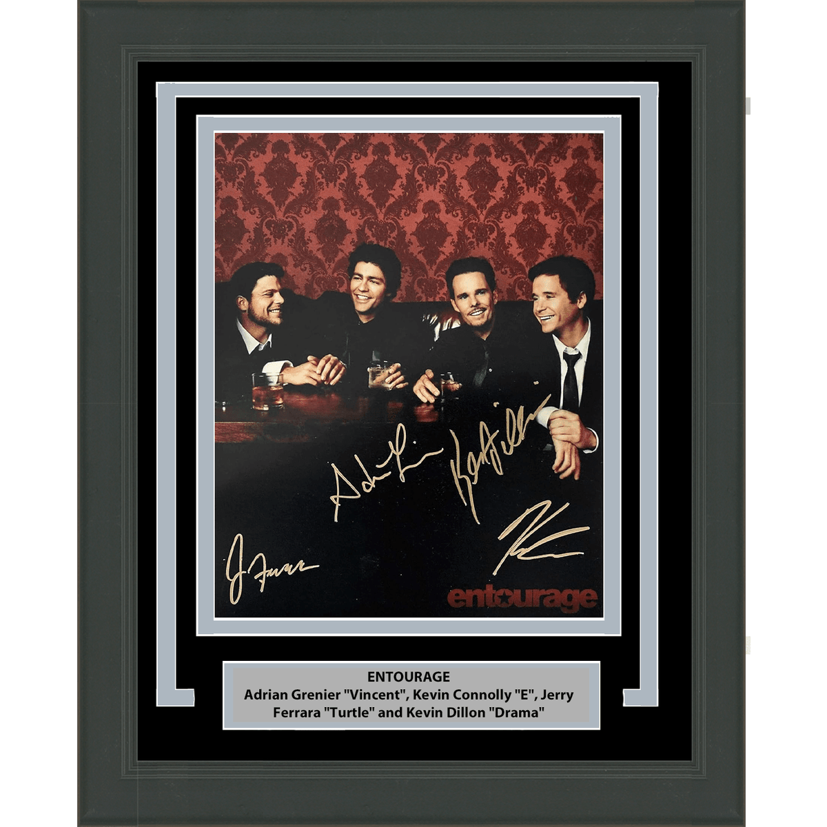 Framed Autographed/Signed Entourage 4x Cast Inscribed Adrian Grenier Kevin Connolly Jerry Ferrara Kevin Dillon 16x20 Photo JSA COA