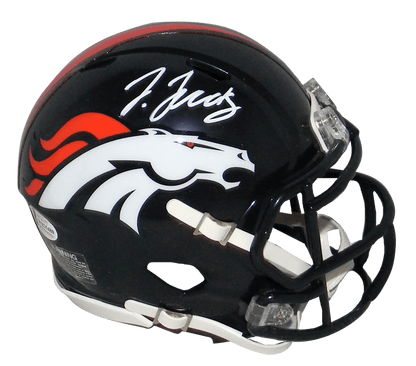 Autographed/Signed Jerry Jeudy Denver Broncos Mini Football Helmet Beckett BAS COA