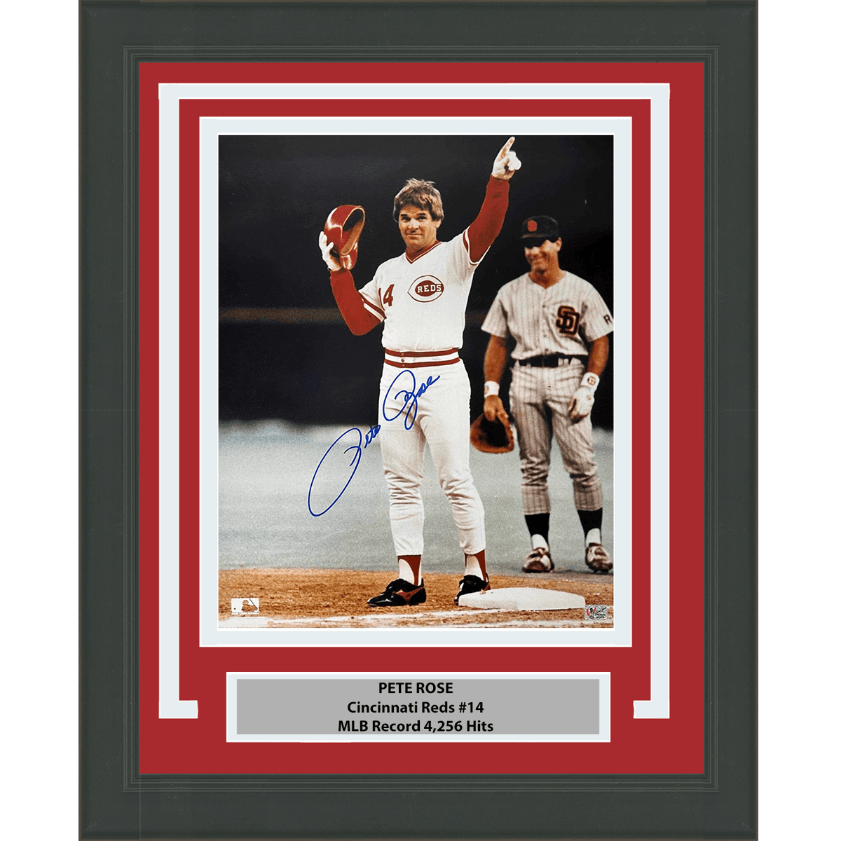 Framed Autographed/Signed Pete Rose Cincinnati Red 16x20 Baseball Photo Athlete Hologram COA Holo #2