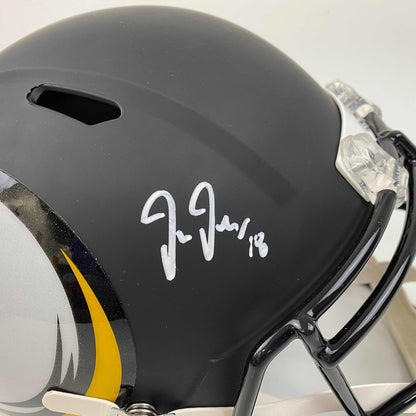 Autographed/Signed Justin Jefferson Minnesota Vikings Amp Full Size FS F/S Replica Football Helmet Beckett BAS COA