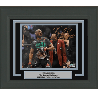 Framed Autographed/Signed Kamaru Usman MMA Ultimate Fighting 8x10 Photo Beckett BAS COA