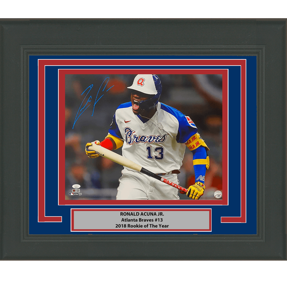 Framed Autographed/Signed Ronald Acuna Jr. Atlanta Braves 16x20 Baseball Photo JSA COA #11