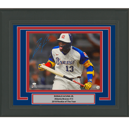 Framed Autographed/Signed Ronald Acuna Jr. Atlanta Braves 16x20 Baseball Photo JSA COA #11