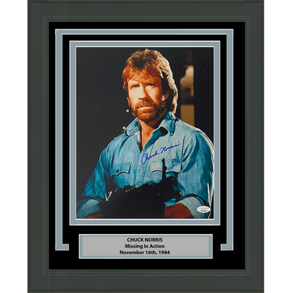 Framed Autographed/Signed Chuck Norris Missing in Action 11x14 Movie Photo JSA COA #7