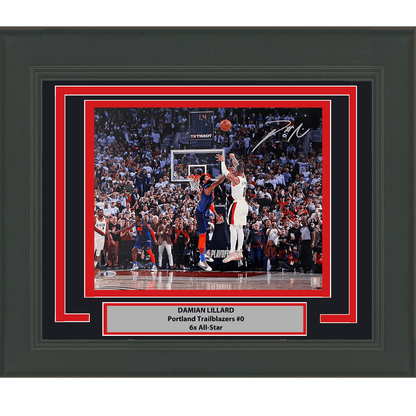 Framed Autographed/Signed Damian Lillard Portland Trail Blazers Buzzer Beater 16x20 Basketball Photo Beckett BAS COA