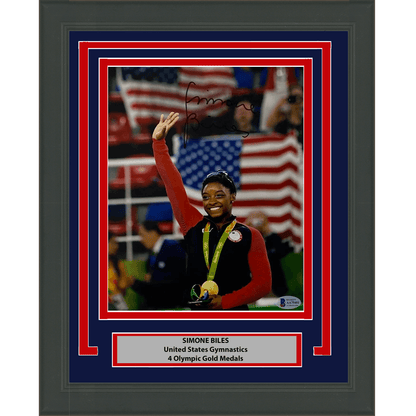 Framed Autographed/Signed Simone Biles Olympic Gymnast 8x10 Gymnastics Photo Beckett BAS COA #10