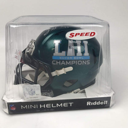 Autographed/Signed Fletcher Cox Philadelphia Eagles Super Bowl 52 LII Mini Football Helmet JSA COA