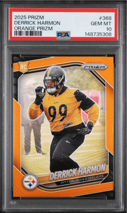 Graded 2205 Panini Prizm Derrick Harmon #368 Orange Prizm /249 Rookie RC Football Card PSA 10 Gem Mint