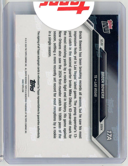2024 Topps Now Brock Bowers #17A Auto /10 Las Vegas Raiders Rookie RC Football Card