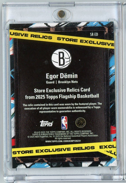 2025 Topps Egor Demin #SRED /50 Store Exclusive Relics Brooklyn Nets Rookie RC Basketball Card