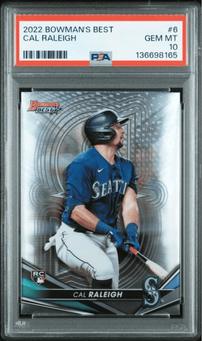 Graded 2022 Topps Bowmans Best Cal Raleigh #6 Rookie RC Baseball Card PSA 10 Gem Mint