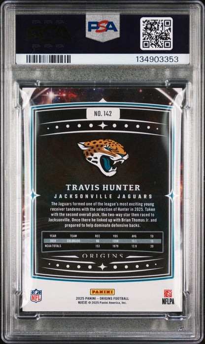 Graded 2025 Panini Origins Travis Hunter #142 Rookie RC Football Card PSA 10 Gem Mint