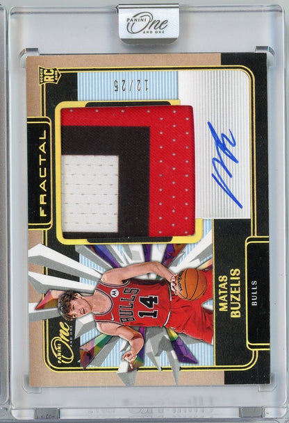 2024 Panini One and One Matas Buzelis #FPABUZ /25 Fractal RPA Auto Rookie RC Basketball Card