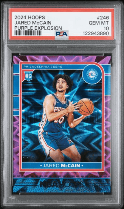 Graded 2024 Panini Hoops Jared McCain #246 Purple Explosion /110 Rookie RC Basketball Card PSA 10 Gem Mint