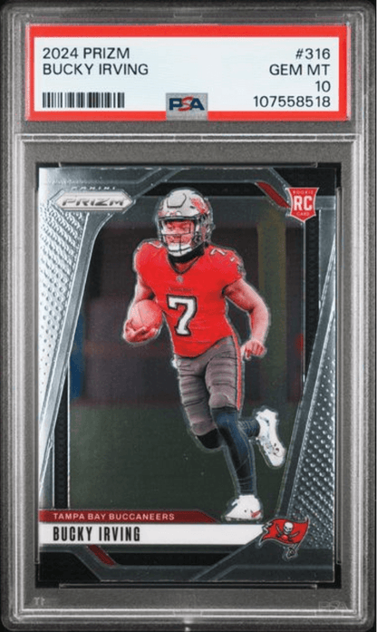 Graded 2024 Panini Prizm Bucky Irving #316 Rookie RC Football Card PSA 10 Gem Mint
