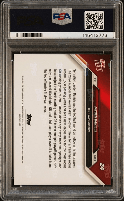 Graded 2024 Topps Now Jayden Daniels #24 Rookie RC Football Card PSA 10 Gem Mint