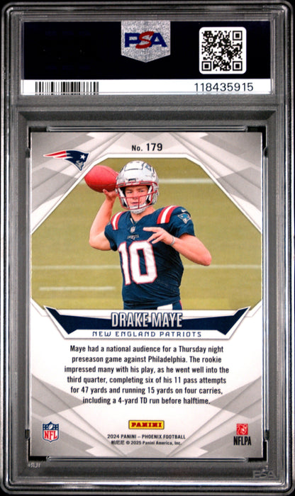 Graded 2024 Panini Phoenix Drake Maye #179 Silver Rookie RC Football Card PSA 10 Gem Mint