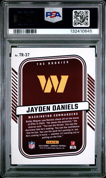 Graded 2024 Panini Donruss Jayden Daniels #TR37 The Rookies Rookie RC Football Card PSA 9 Mint