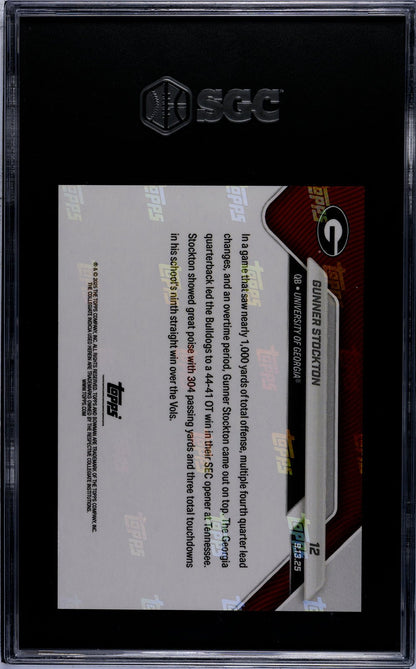 Graded 2025 Topps Bowman U Now Gunner Stockton #12 Gold Foil /50 Rookie RC Football Card SGC 10 Gem Mint