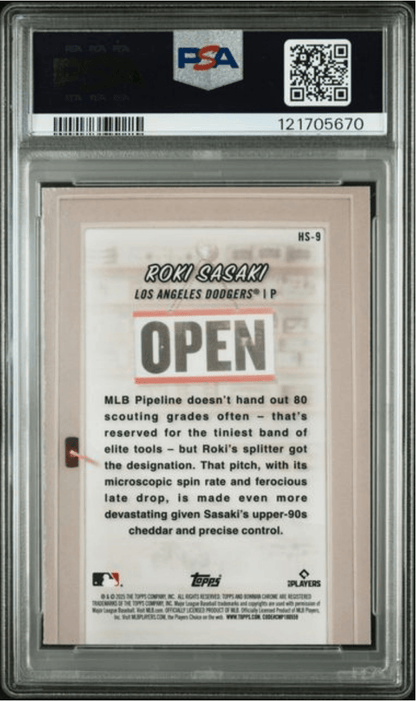 Graded 2025 Topps Bowman Roki Sasaki #HS9 Hobby Stars Rookie RC Baseball Card PSA 10 Gem Mint