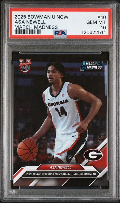 Graded 2025 Topps Bowman U Now Asa Newell #10 March Madness Rookie RC Basketball Card PSA 10 Gem Mint