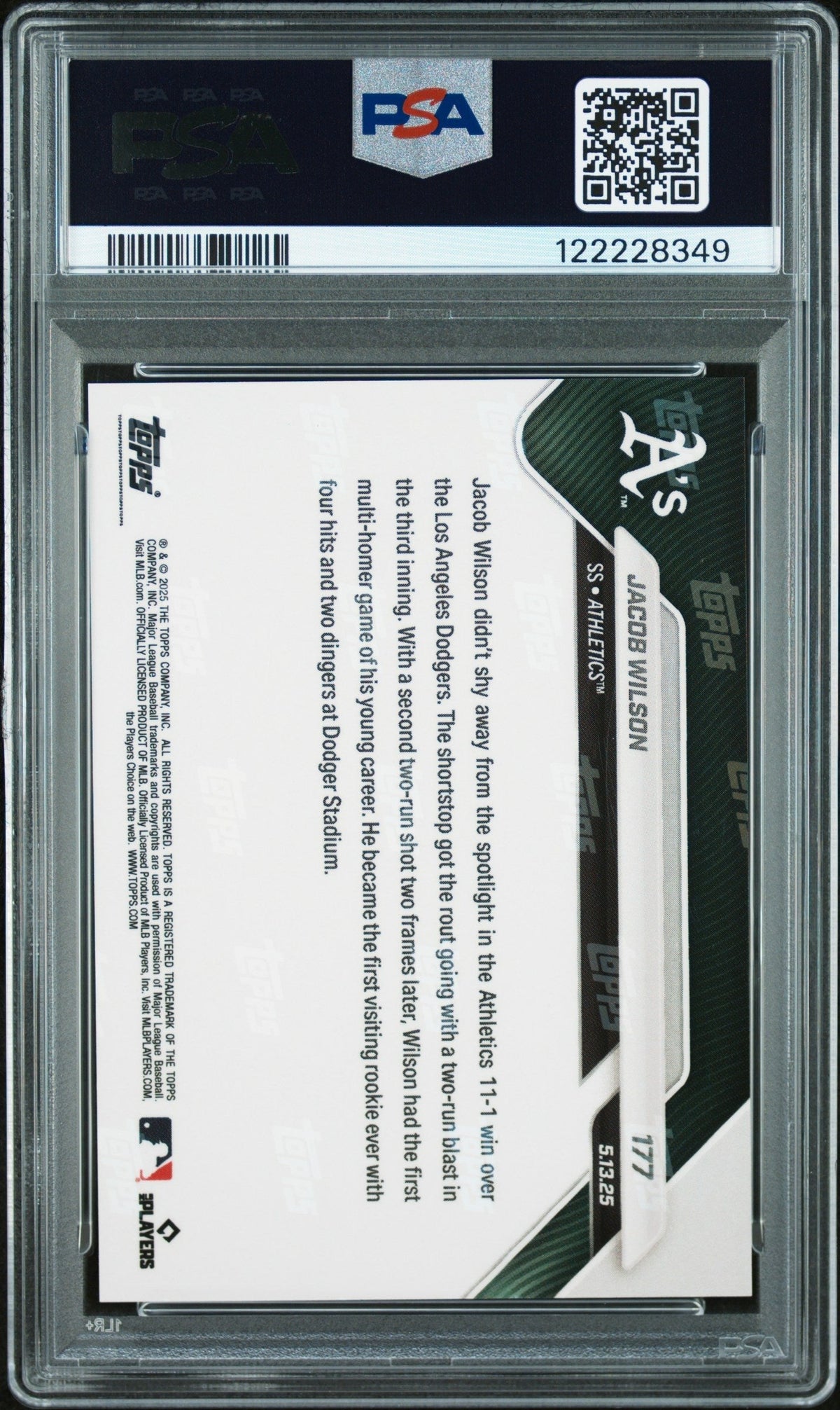 Graded 2025 Topps Now Jacob Wilson #177 Gold /50 Rookie RC Baseball Card PSA 10 Gem Mint