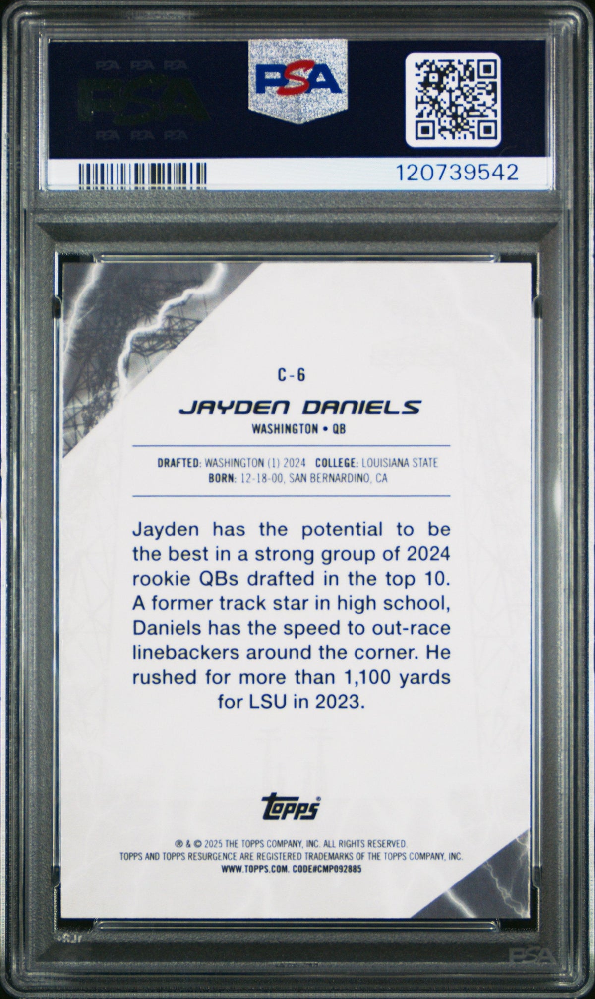 Graded 2024 Topps Resurgence Jayden Daniels #C6 Conductors Rookie RC Football Card PSA 10 Gem Mint