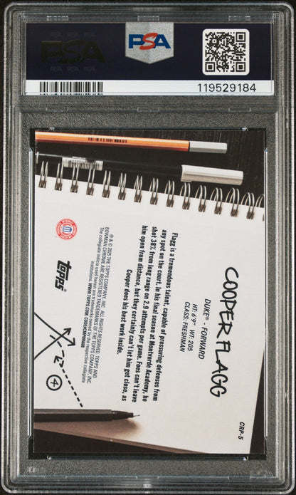 Graded 2024 Topps Bowman Chrome U Cooper Flagg #CRP5 College Rule Playbook Rookie RC Basketball Card PSA 10 Gem Mint