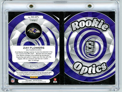 2023 Panini Spectra Rookie Optics Zay Flowers #ROZFL /15 Booklet Auto Rookie RC Football Card