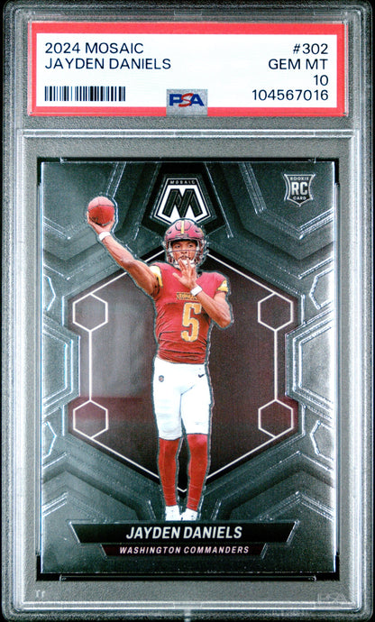Graded 2024 Panini Mosaic Jayden Daniels #302 Rookie RC Football Card PSA 10 Gem Mint
